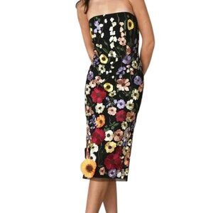 Adelyn Rae 3D Floral Mesh Strapless Neck Sleeveless Dress, Size Medium (8-10)NWT
